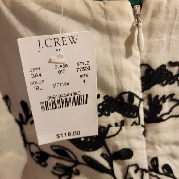 JCrew Women's Embroidered Sundress Off-White & Black 4 - Picture 7 of 11